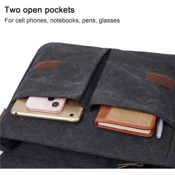 Canvas Messenger Bag Laptop Bag Crossbody Shoulder Bag Work Travel School Bag Me - Picture 5 of 7